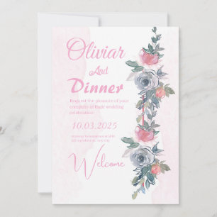 "Elégant Faire-part de mariage Rose : Un Mélange P