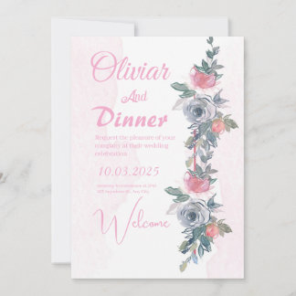 "Elégant Faire-part de mariage Rose : Un Mélange P