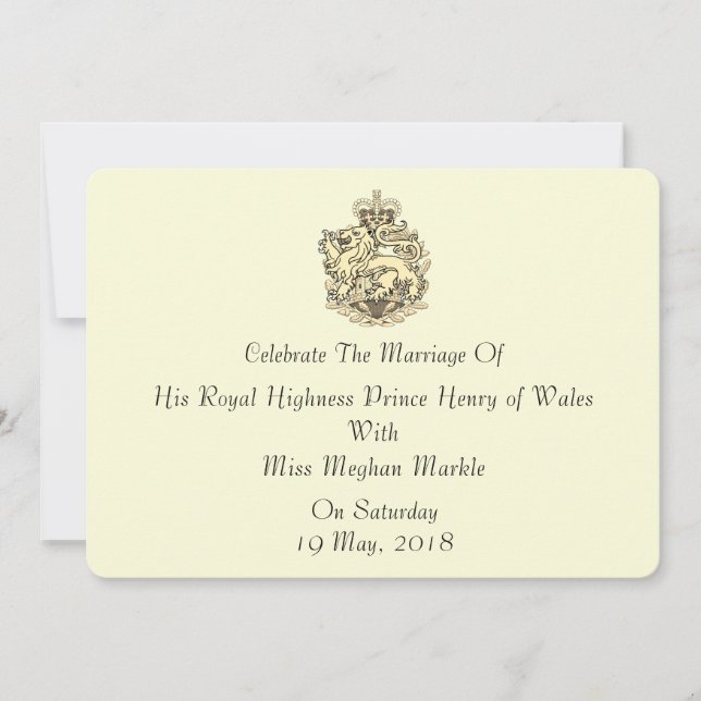 Élégant Faire-part de mariage royal Harry & Meghan (Devant)