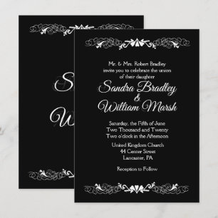 Élégant Faire-part de mariage simple noir et blanc