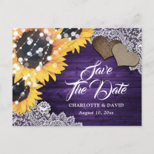 Élégant Faire-Part de Mariage Tournesol Violet