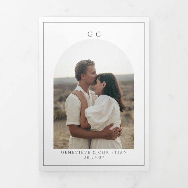 Élégant Faire-part de mariage Tri-Fold avec photos (Page de couverture)