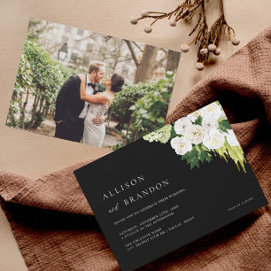 Élégant Faire-part de mariage verdoyant avec photo