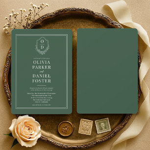 Élégant Faire-Part de Mariage Vert Émeraude à Blas