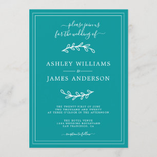 Élégant Faire-part de mariage vert viridien