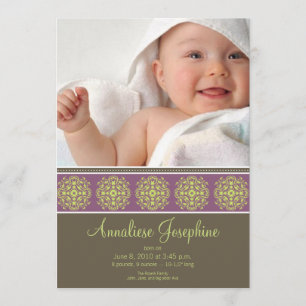 Élégant Faire-part de naissance victorien : lilas