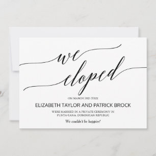 Élégant Faire-part Elopement de calligraphie noire
