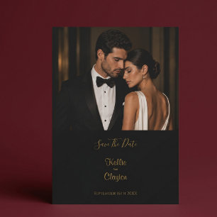 Élégant Faire-Part Moderne Noir de Mariage
