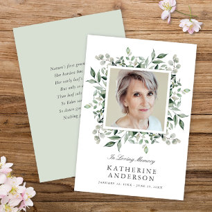 Élégant Faire-part photo du Mémorial de la verdure
