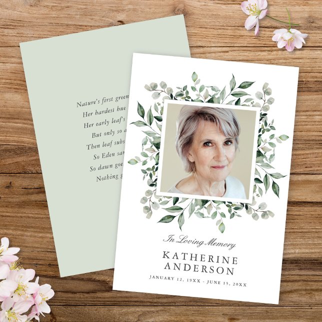 Élégant Faire-part photo du Mémorial de la verdure (Créateur téléchargé)