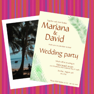 Élégant Fairepart de Mariage Feuille de Palmier Tr
