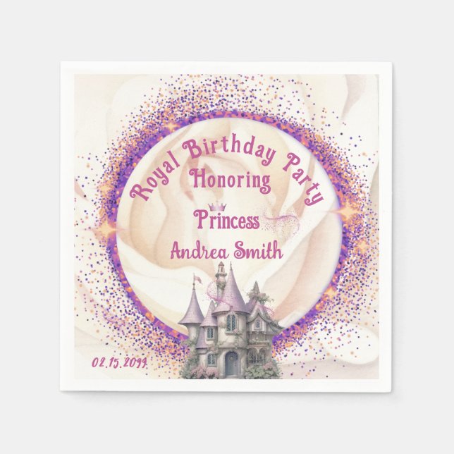 Elegant Fairy Tale Royal Princess Birthday Party Serviette (Vorderseite)