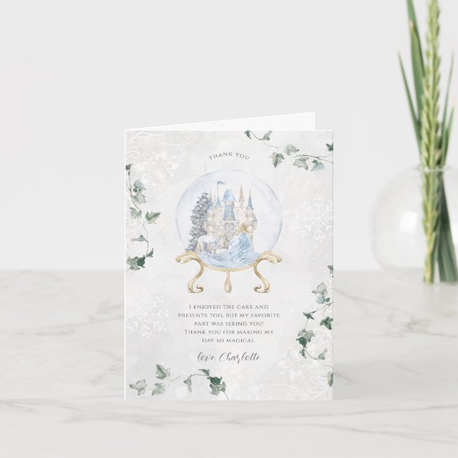 Elegant Fairy Tale | Winter Princess Birthday Dankeskarte (Vorderseite)