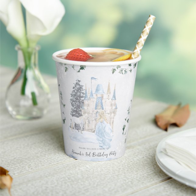 Elegant Fairy Tale | Winter Princess Birthday Pappbecher (In Situ)