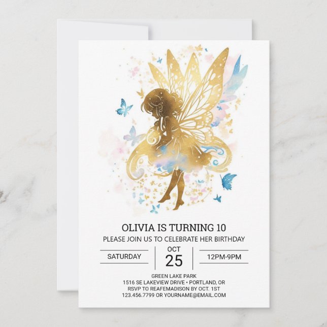 Elegant Fairycore Birthday Bliss Einladung (Vorderseite)