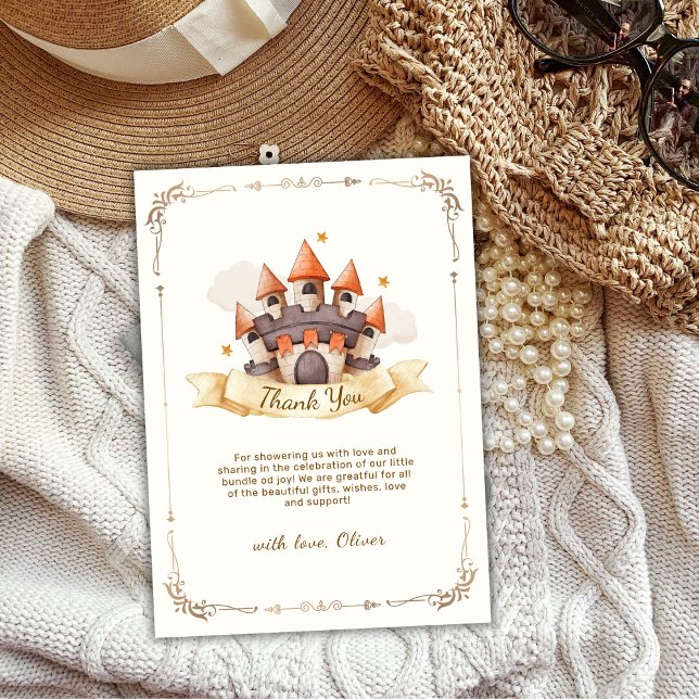 Elegant Fairytale Prince Castle Baby Shower  Dankeskarte (Elegant Fairytale Prince Castle Baby Shower Thank You Card)