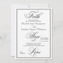 Elegant Faith Hope Liebe Script Hochzeitseinladung Einladung