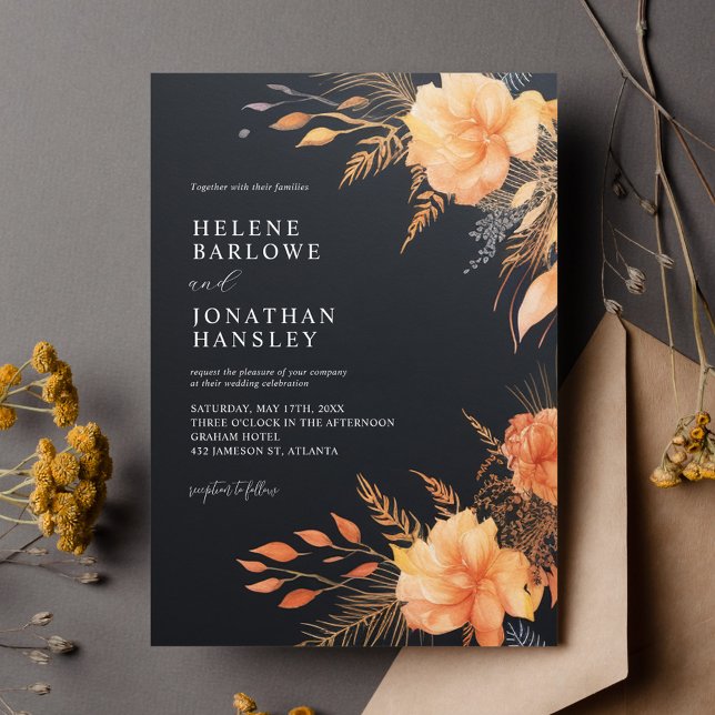 Elegant Fall Black Wedding Einladung (Elegant Fall Black Wedding Invitation)