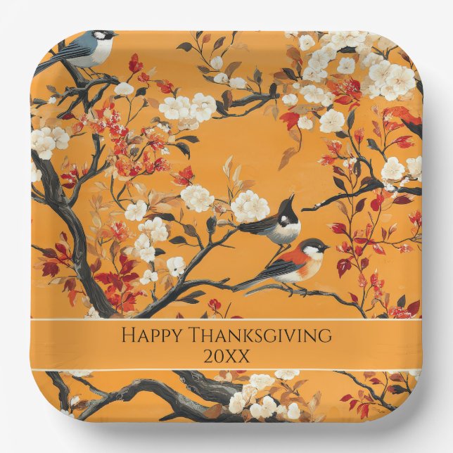 Elegant Fall Chinoiserie Paper Plate Pappteller (Vorderseite)