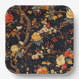 Elegant Fall Chinoiserie Paper Plate Pappteller