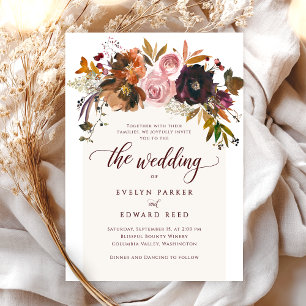 Elegant Fall Floral Boho Wedding Einladung