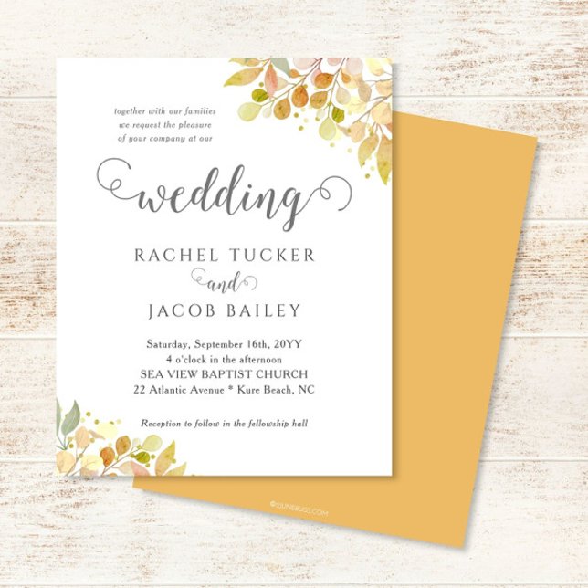 Elegant Fall Floral Orange Gold Wedding Invitation (Von Creator hochgeladen)