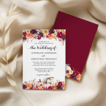 Elegant Fall Floral Pumpkin Hochzeit Einladung