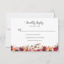 Elegant Fall Floral Pumpkin Wedding RSVP