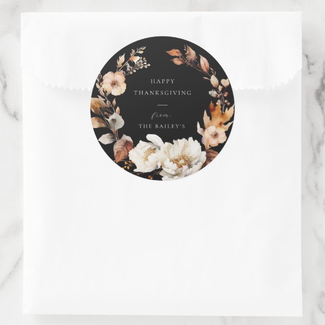 Elegant Fall Floral  Runder Aufkleber (Tasche)