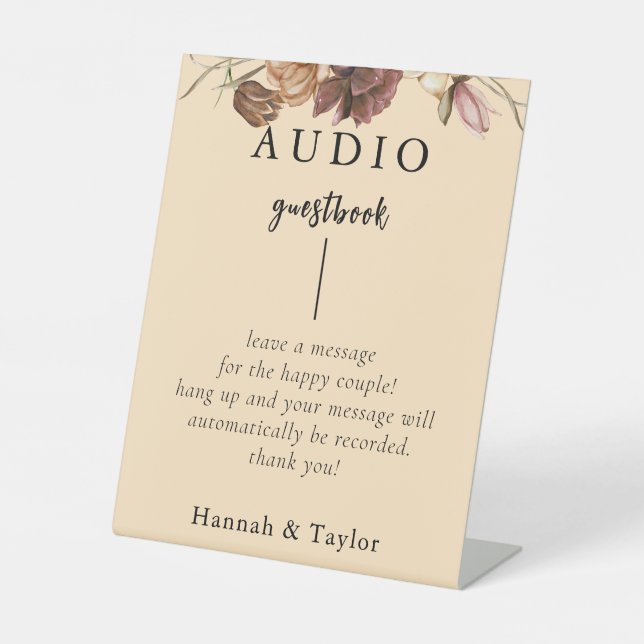 Elegant Fall Floral Wedding Telefon Gästebuch Sockelschild (Vorderseite)