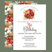 Elegant Fall Peony and Mum 21st Birthday