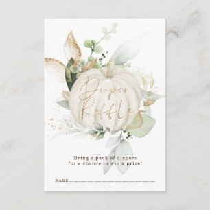 Elegant Fall Pumpkin Greenery Gold Diaper Raffle Begleitkarte