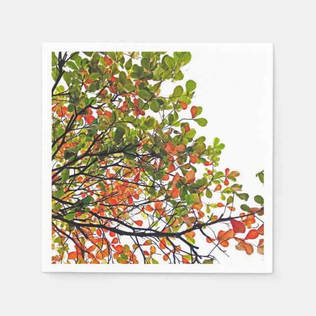 Elegant Fall Tree Themenpapier Napkin Serviette (Vorderseite)