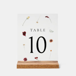 Elegant Fall Wildblume Hochzeit Tischnummer #10 Acrylschild