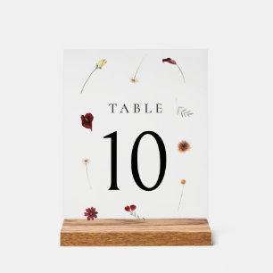 Elegant Fall Wildblume Hochzeit Tischnummer #10 Acrylschild