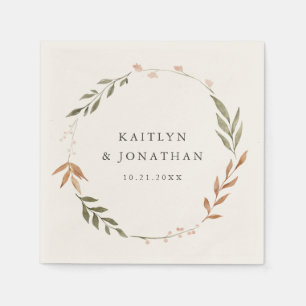 Elegant Fall Wreath Wedding Napkins Serviette