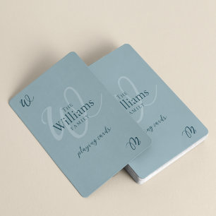 Elegant Family Monogram Dusty Blue Spielkarten