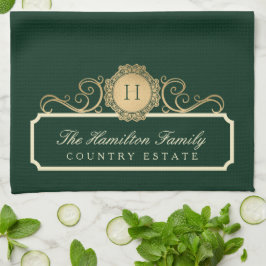 Elegant Family Zuhause Monogram Green Kitchen Geschirrtuch