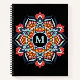 Elegant farbenfroh Mandala Blühe Monogram Notizbuch