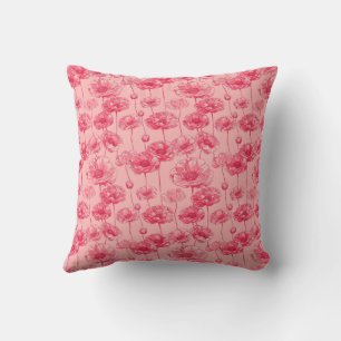 Elegant Farbige Stylische Romantische Florale Mohn Kissen