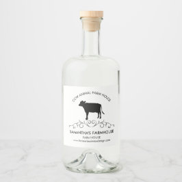 Elegant Farm Cow Silhouette Alkoholflaschenetikett