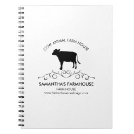 Elegant Farm Cow Silhouette Notizblock