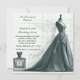 Elegant Fashion Sketch Geburtstagseinladung