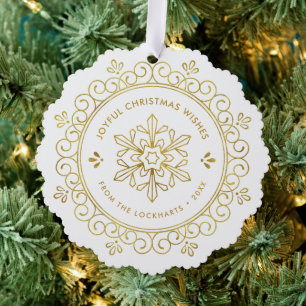 Elégant Faux Foil Frame Round Holiday Carte photo