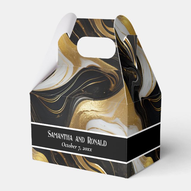 Elégant Faux Gold, Ballotins en marbre noir blanc (Verso)