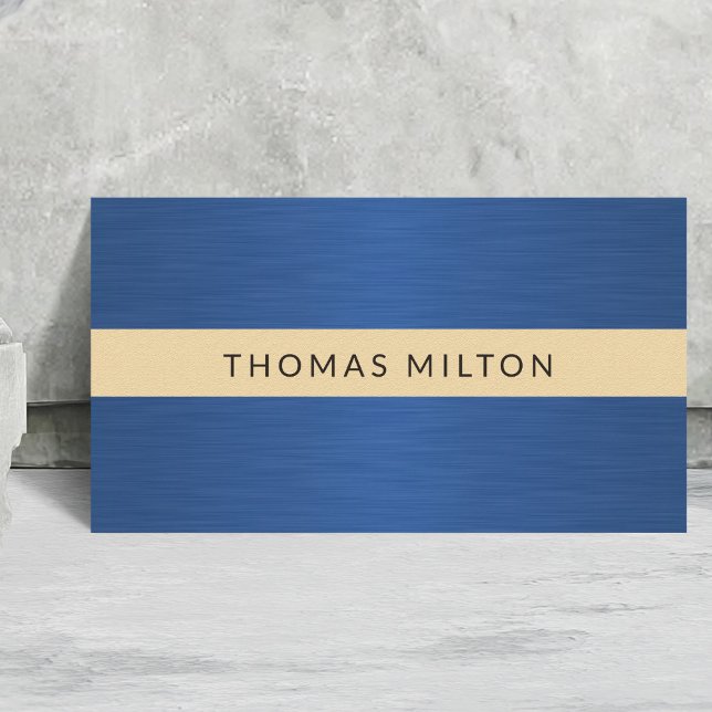 Elegant Faux Gold Blue Metal Stripe Consultant Visitenkarte (Von Creator hochgeladen)