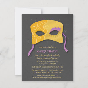 Elégant Faux Gold Mask Masquerade Invitations