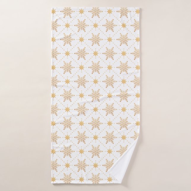 Élégant Faux Gold Snowflakes Noël Patttern (Serviette de bain)