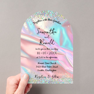 Elegant Faux Iridescent Foil and Glitter Wedding Acryleinladungen