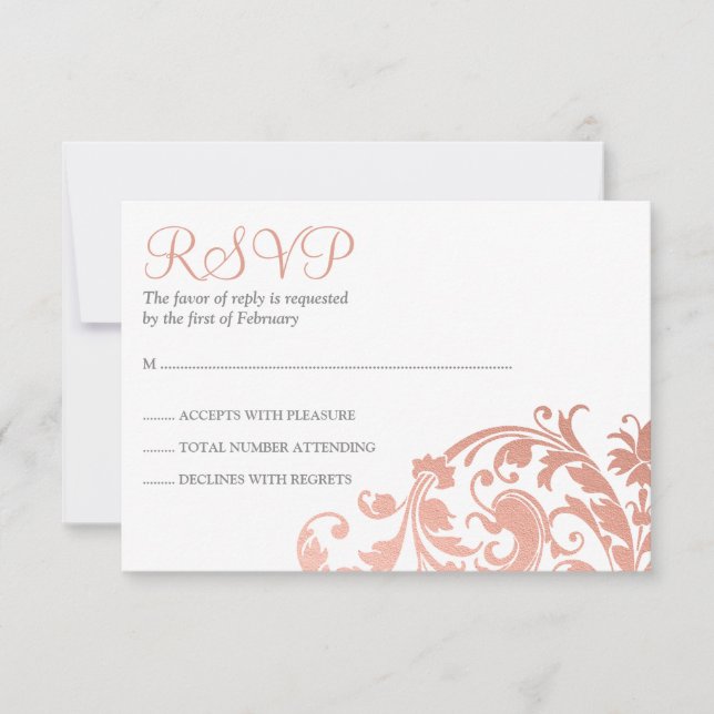 Elégant Faux Rose or fleurir Bat mitzvah RSVP (Devant)